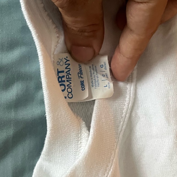 Port and Company White Pullover with Red Lettering - Picture 2 of 3